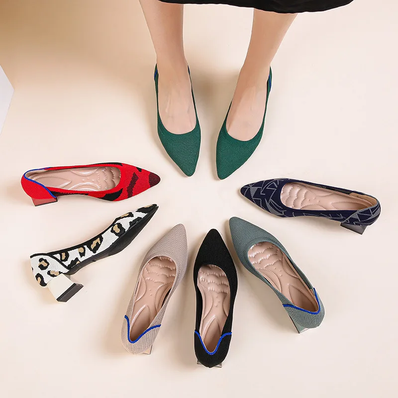 New Women Pumps Fashion Woman Shoes Casual Loafers High Heels Platform Shoes Breathable Stretch Fabric Ladies Shoes Quality