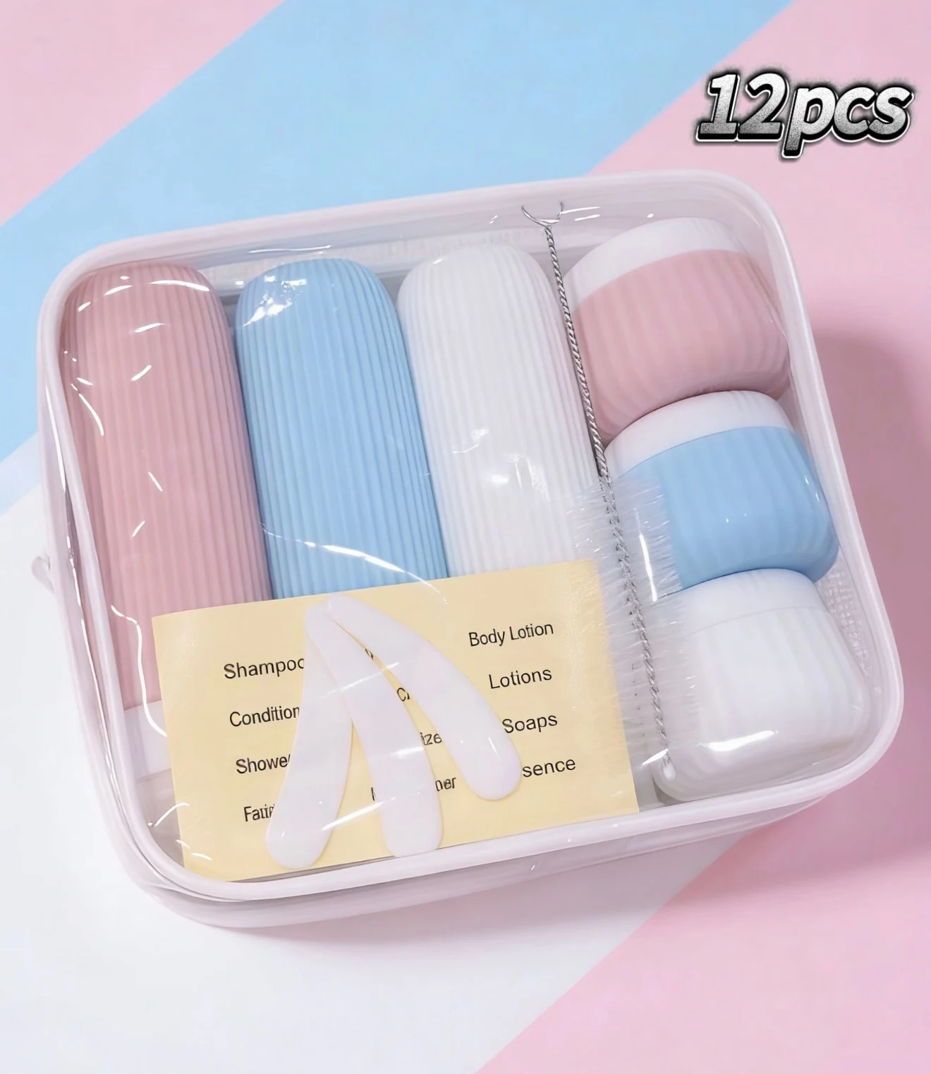 12-Piece Leak-Proof Travel Toiletry Kit with Bag and Accessories