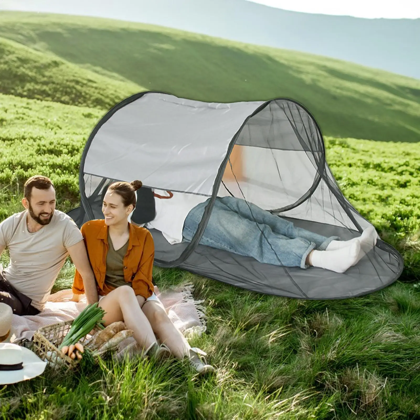 Tents for Camping Foldable Net Tent with Floor Single Person Camping Screen Shelter Portable Screen Houses for Bedding Camping
