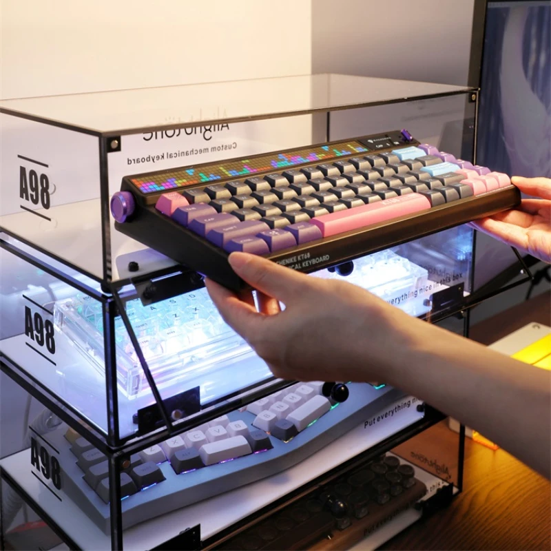 

Mechanical keyboard display rack acrylic storage compartment desktop storage box keyboard placement rack cabinet