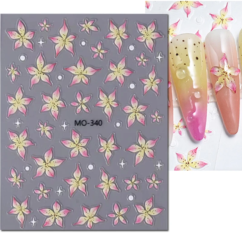 Nail Stickers Nail Art Decoration Nail Decals Flower Stickers 3d Nail Art Decals Summer Daisy Fruits White Florals Petals Flowers Adhesive Sliders Nail Stickers Decoration Manicure