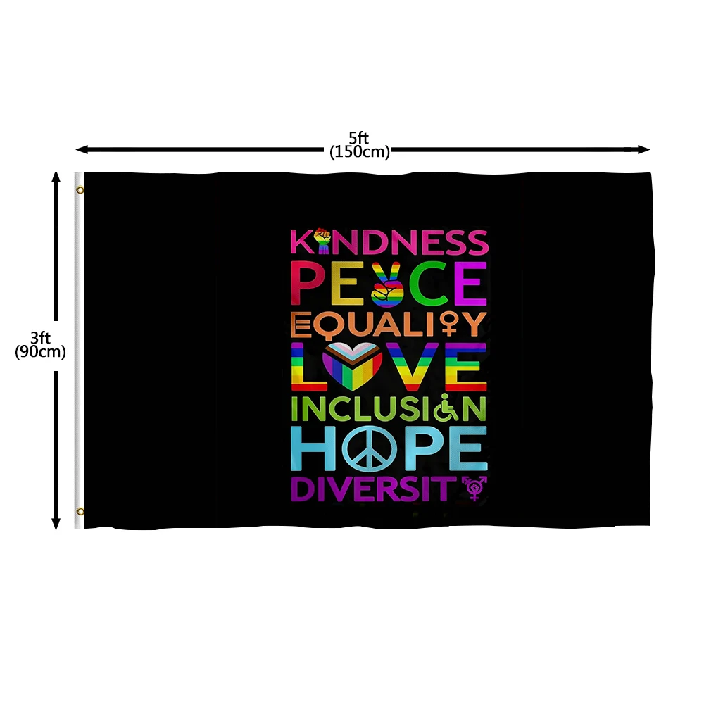 

Flagnshow 100% Polyester Kindness Peace Equality Love Inclusion Hope Diversity Flag