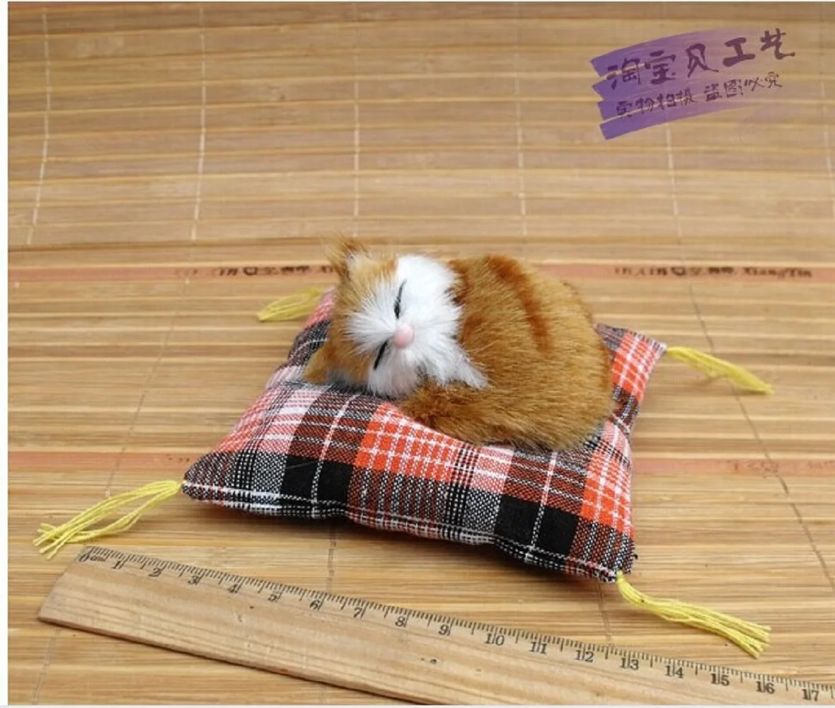 

Маленькая милая кошка, маленькая желтая Спящая кошка, кукла, украшения для автомобиля, Подарочная кукла около 10 см