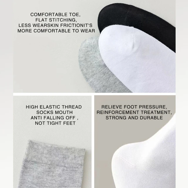 3 Pairs Pure Color High Quality White Men Cotton Socks Soft Breathable Antibacterial Black Business Men Socks SIZE39-46 US6.5-12 4