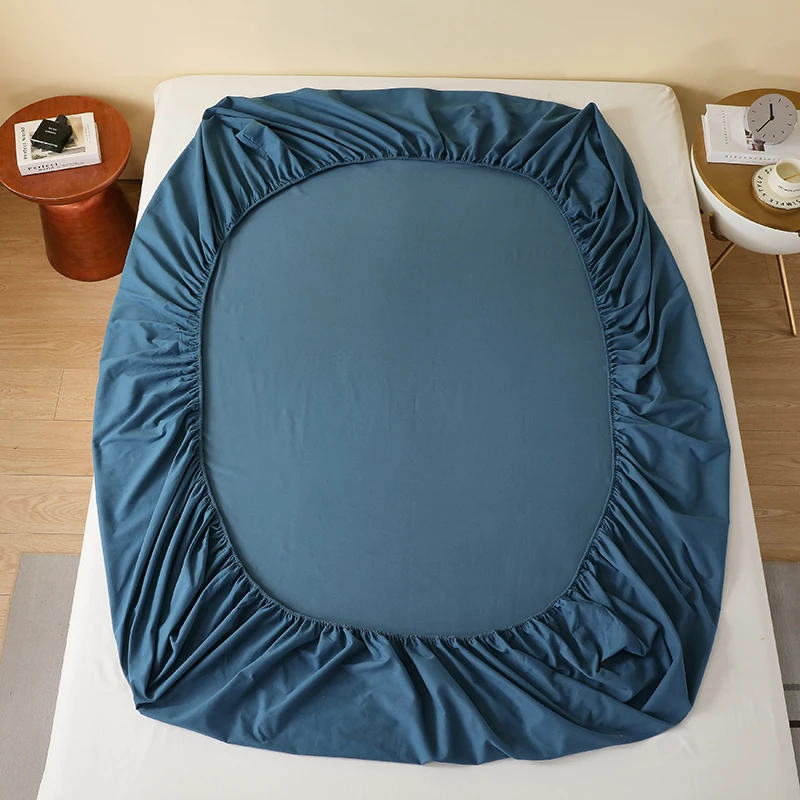 High-Quality Fitted Sheet Cotton Mattress Cover With Elastic Band Bedsheet Solid Color Single Double Full Queen Size Fitsheet
