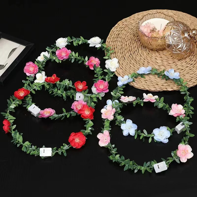 Wedding Party Crown Flower Headband LED Light Wreath Garland Decoration Women Girl Birthday Favor Luminous Hair Garland Hairband