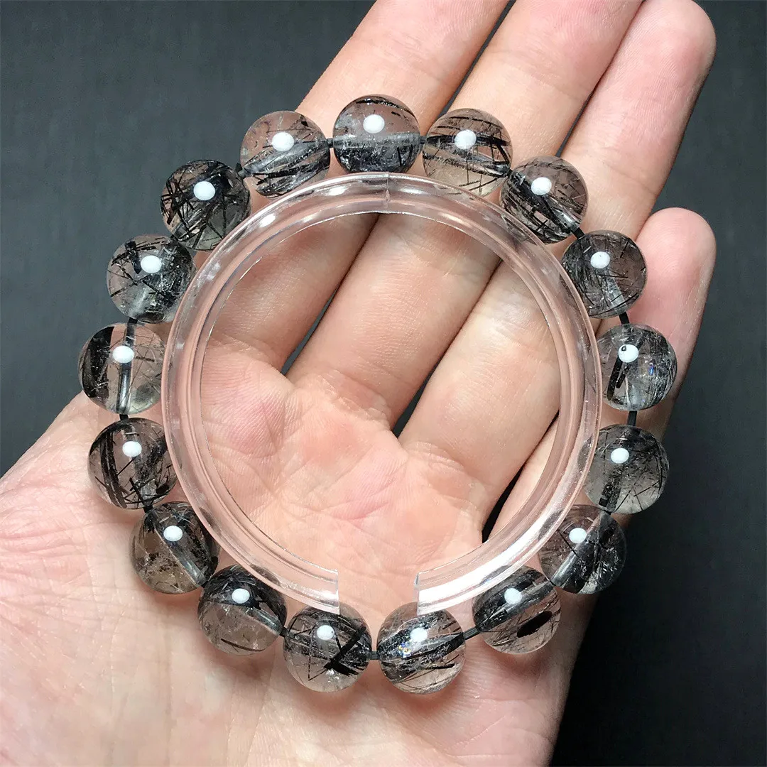 

11mm Natural Black Rutilated Quartz Bracelet For Women Men Reiki Crystal Round Beads Energy Gemstone Strands Jewelry AAAAA