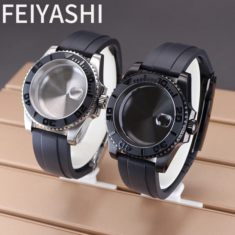 FEIYASHI 40mm Watch Stainless Steel Case Rubber Strap Parts For Seiko nh34 nh35 nh36/38 Miyota 8215 Eta 2824 Movement 28.5 Dial
