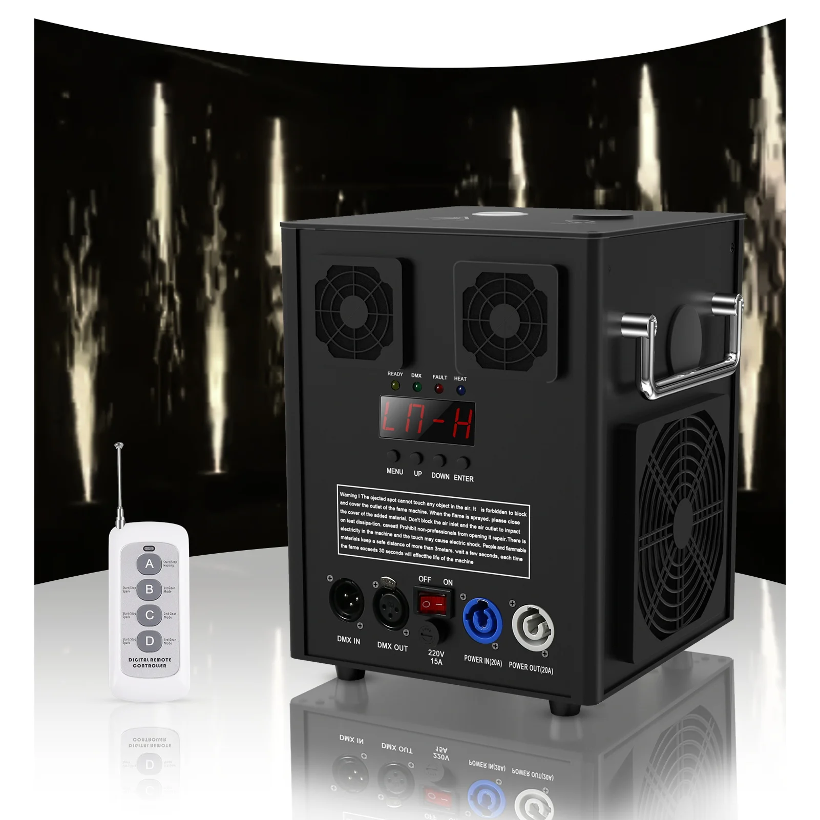 

Stage Powder Spark Machine Wedding Cold Fireworks Machine DMX Control Performance Concert Spark Sprayer with Remote Control