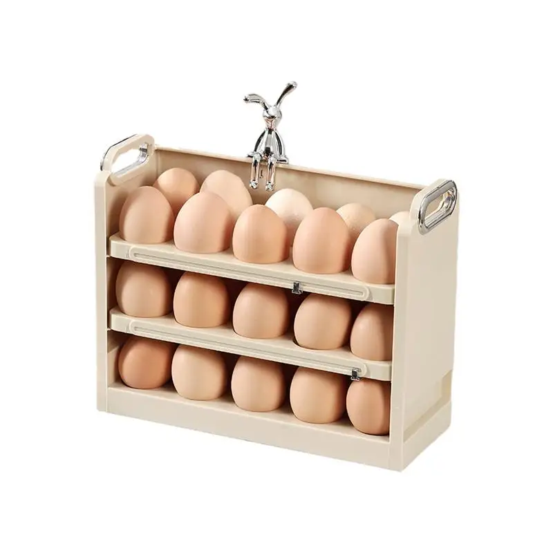 

Egg Dispenser For Refrigerator Egg Storage Box 3 Layers Anti-slip Egg Fresh-keep Case Holder Countertop Egg Containers Organizer