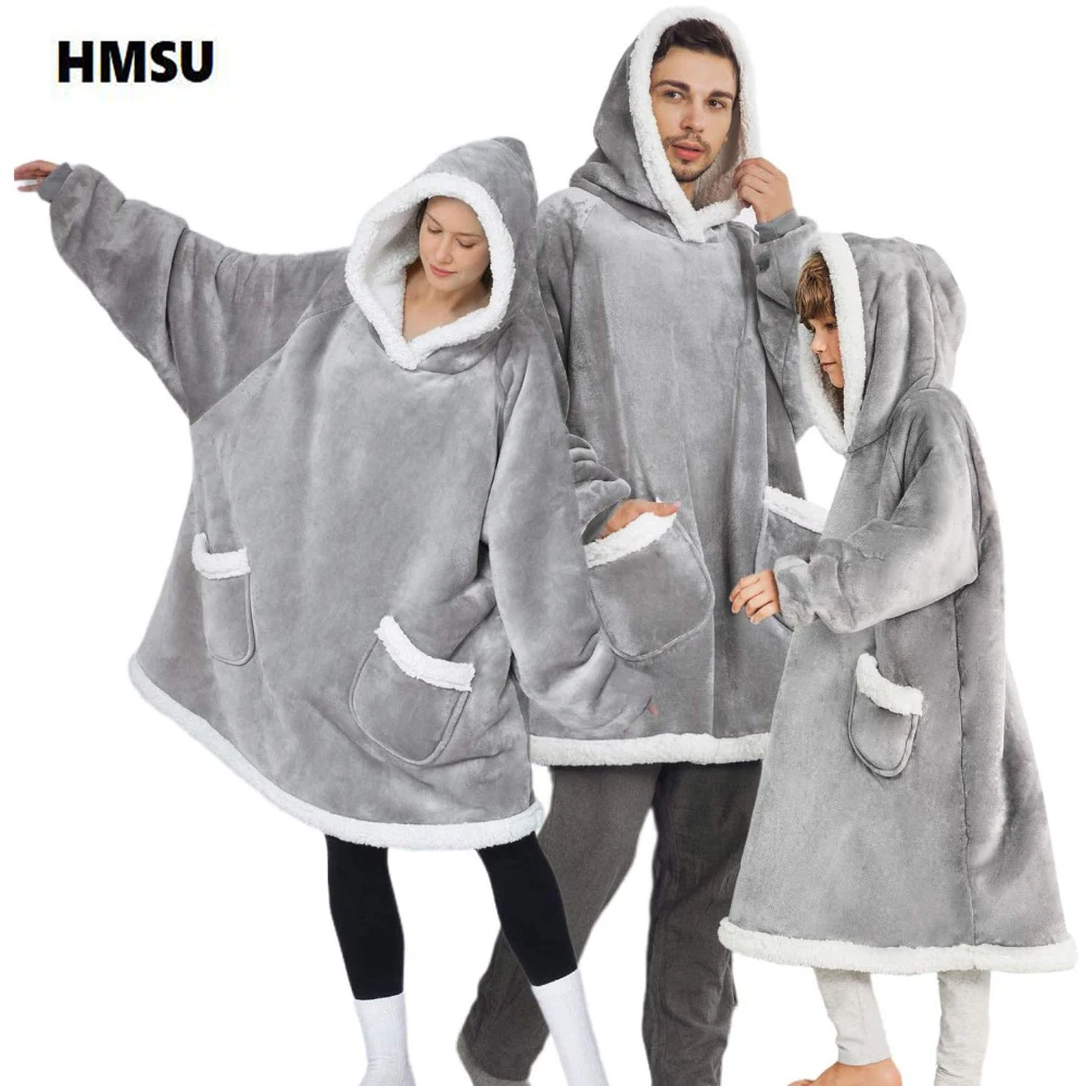 Peignoir Couverture à Capuche Sherpa - Flanelle Douce, Taille Oversize Avec Poches - Pour Maison, Hiver - 7