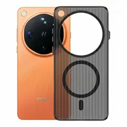 Ultra - Thin Matte Magnetic Case with Corrugated Pattern - Shockproof & Skin - Friendly PC Cover - OPPO Find X9 Ultra (Black)
