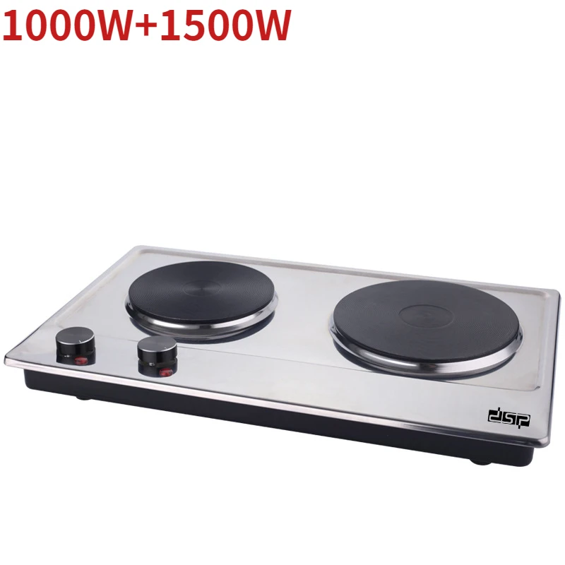 1500W Electric Stoves Stainless Steel Panel Cooktop Double Heating Plate Hot Thermostat Control Cooking Appliances Kitchen Home