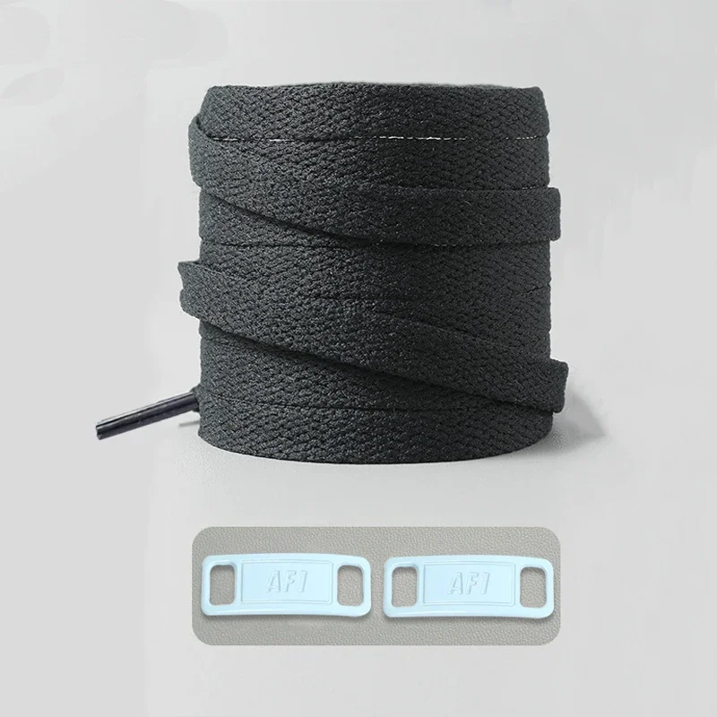 Timeless Black & White Flat Shoelaces with Metal Buckle Shoe Accessories