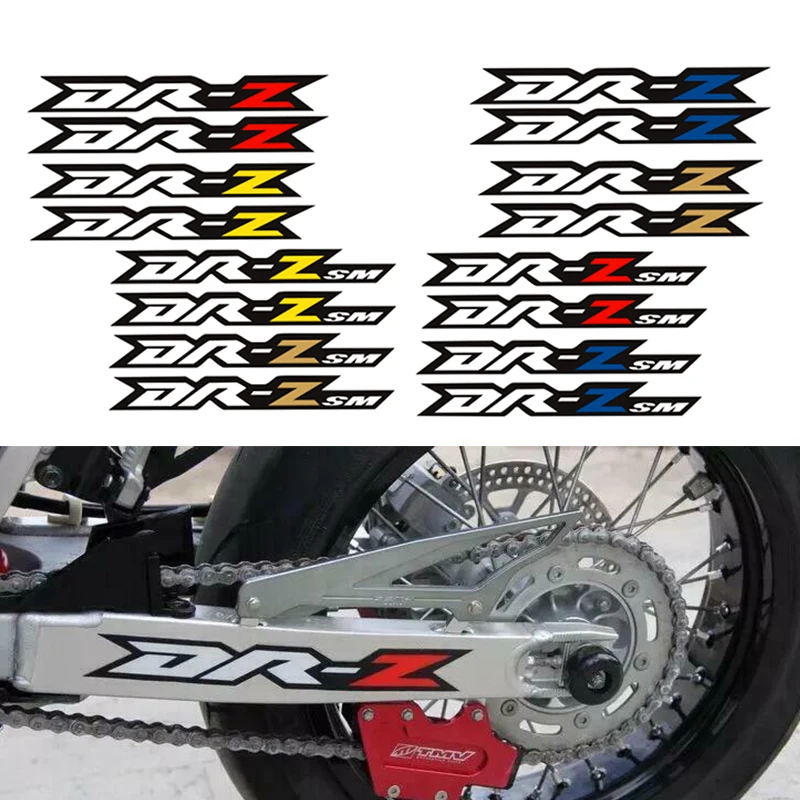 

For Suzuki DRZ400E DRZ400S DRZ400SM DRZ 70 125 250 400E 400S 400SM Swing Arm Chain Drive Shaft Box Reflection Stickers Decals