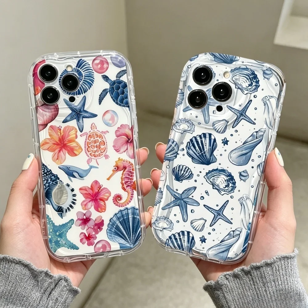 Elegant Blue Seashell Phone Case Cover