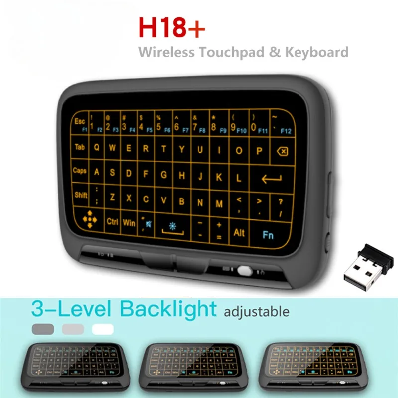 

H18+Mini Full Touch Screen 2.4GHz Wireless Keyboard Air Mouse Touchpad Backlit Keyboards Smart Keyboard for Computer Laptop 키보드