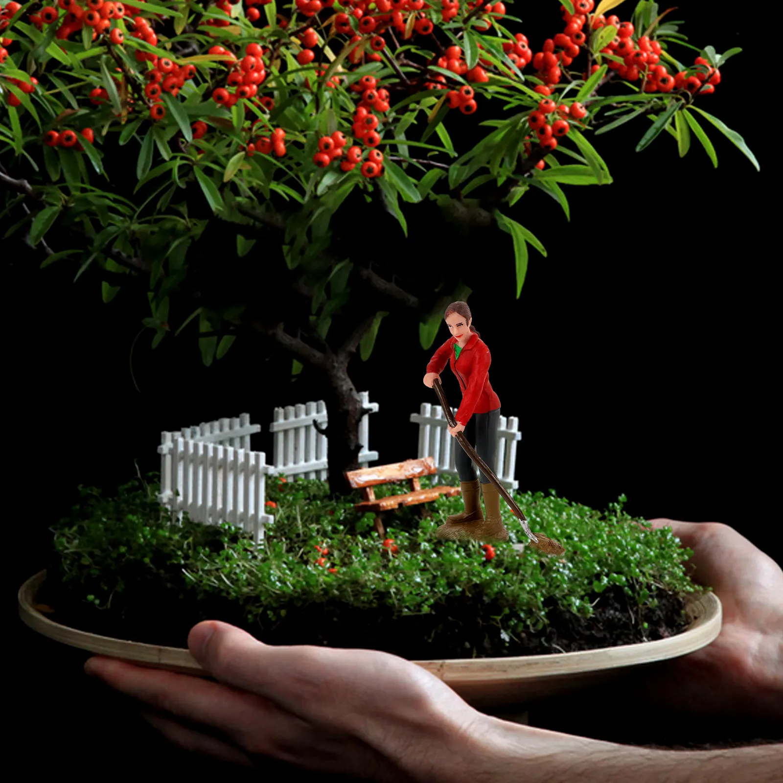 2Pcs 사랑스러운 현실적인 농장 노동자 미니 피규어 모래 테이블 장식 데스크탑 장식품 미니어처 농장 레이아웃 시뮬레이션 크리 에이 티브