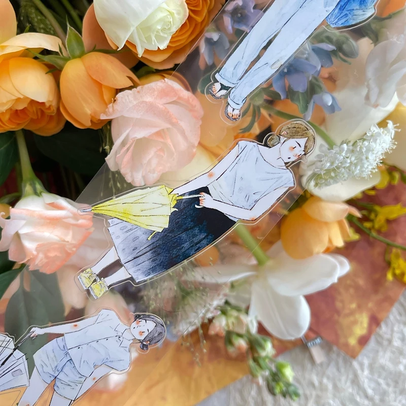 60mm*10m 빈티지 소녀 캐릭터 우산 풍경 PET 테이프 창의적인 DIY 저널 재료 콜라주 스크랩북킹 문구류