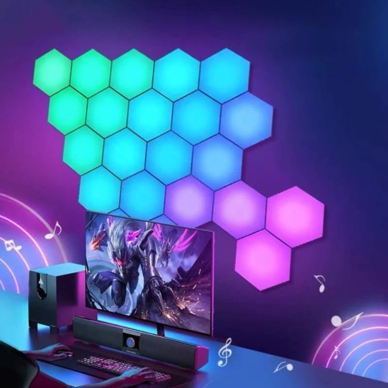 

Led Hexagonal Board Voice-Activated App Induction Night Light Diy Assembly Modular Creative Decoration Induction Quantum Light