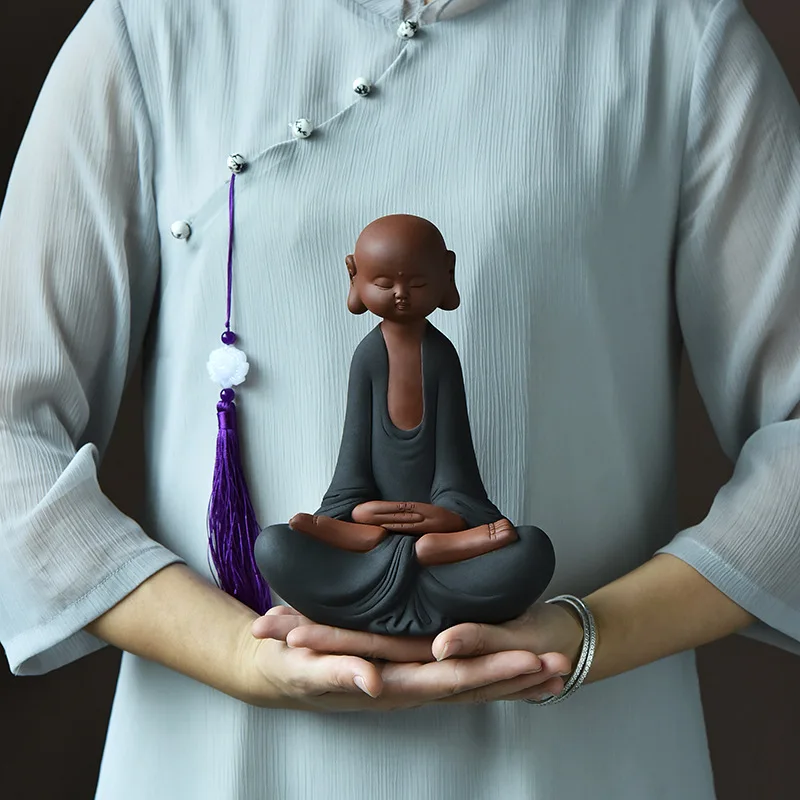 Chinese Style Household Purple Sand Small Monk Decoration, Living Room Decoration, Zen Buddhism, Buddha Figure Decoration