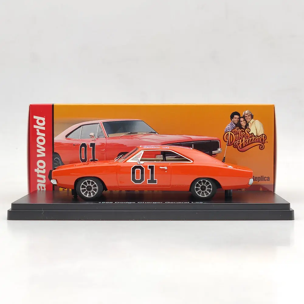 1:43 Auto World Charger 1969 General Lee Red Awrss1151 Edizione Limitata Resin Model Car Collection Auto Toys Gift