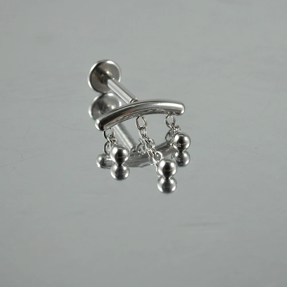 1PC-5PCS Surgical Steel Ear Cartilage Drop Chain Lip Studs Gold/Silver Labret Tragus Helix Earring Daith Lobe Piercing Jewelry