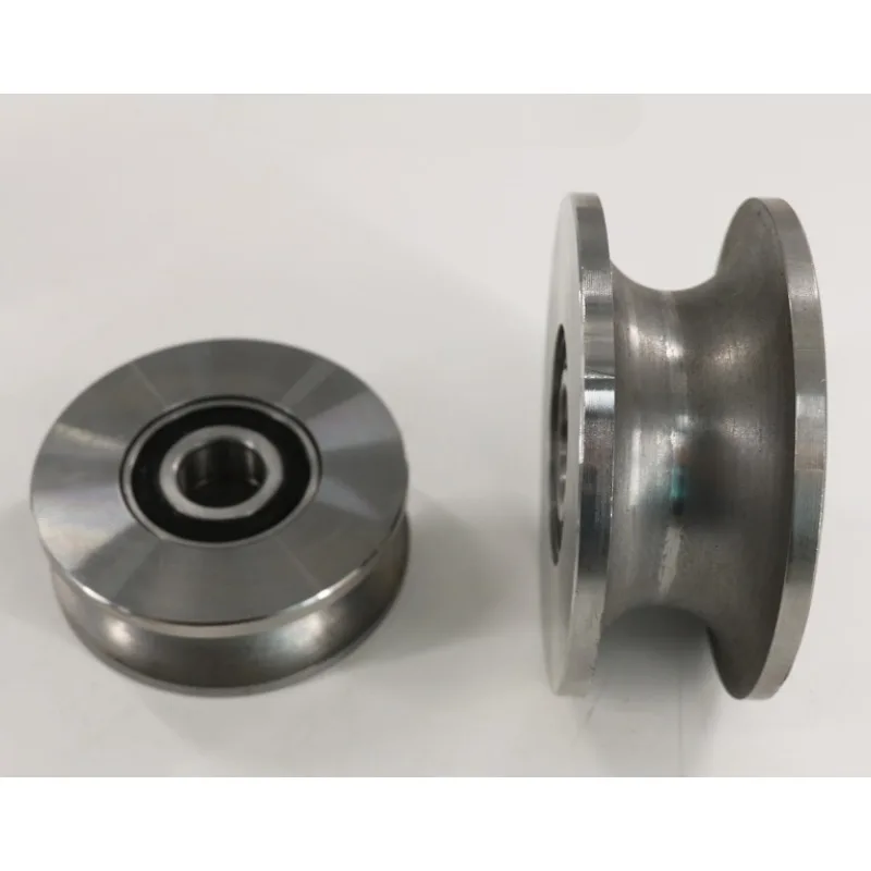 45# Steel Pulley U-shaped V-shaped Steel Wire Pulley Thickened Elbow Track Guide Wheel Round Tube Micro Bearing steel pulley
