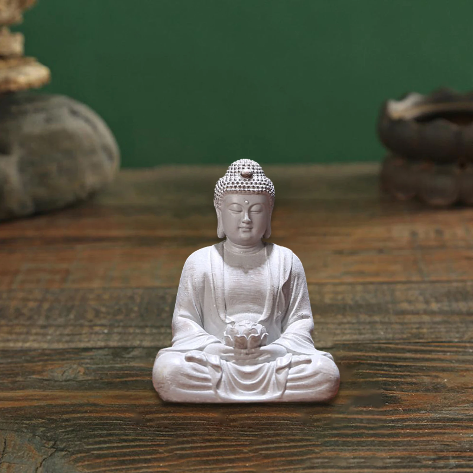 Portable Buddha Statue Decorative Tabletop Sculpture Ornament House Decor Collectible Craft
