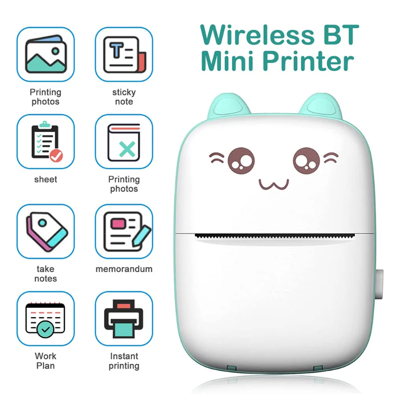 Mini Printer Portable Bluetooth Wireless Smart Label Thermal Portable Printers Stickers Paper Wireless Printers Children Gifts