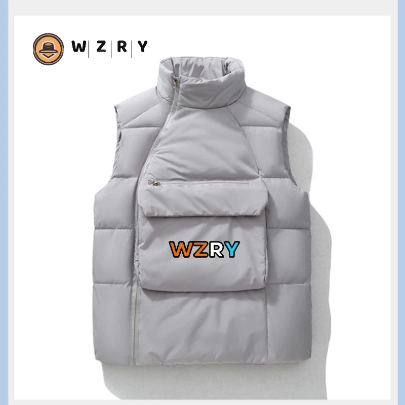 

Зимняя мужская теплая куртка Golf WZRY, майка без рукавов на молнии, цветная повседневная майка, толстая хлопковая майка с воротником-стойкой