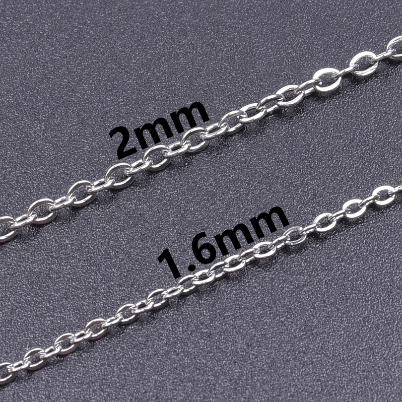 Stainless Steel Unisex Link Chain Necklace - 10pcs, High Quality Choker Collar, Width 1.6/2mm