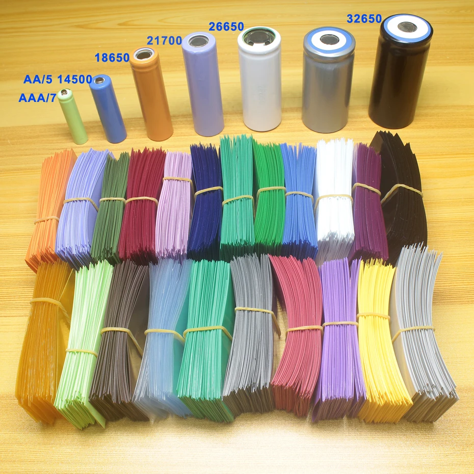 

100pcs/lot Lithium battery cover 14500 18650 21700 32650 Battery PVC packaging film Heat shrinkable sleeve protective film
