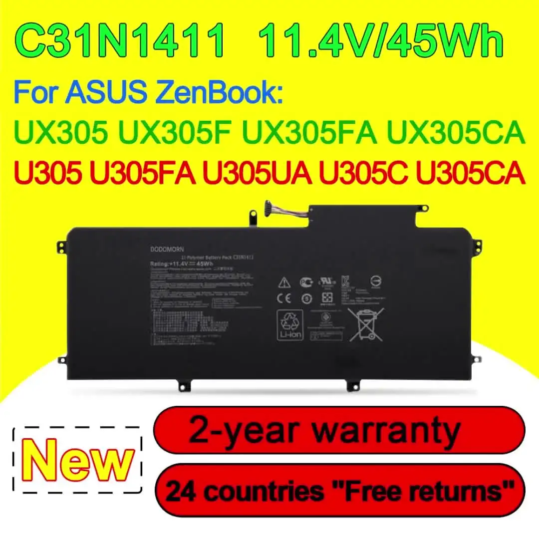 C31N1411 для ASUS ZenBook UX305 UX305F UX305FA UX305C UX305CA U305 U305FA U305UA U305C U305CA U305L U305LA Series Аккумулятор