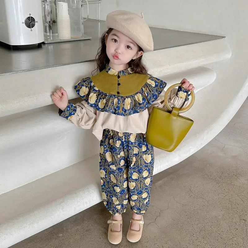 

Spring Autumn New Fashion Polo Collar Long Sleeved Children's Clothing Casual Versatile Lively Cute Korean Loose Children's Sets