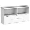 Kids Toy Organizers and Storage, Multifunctional Storage Cabinet Toy Chest with Blackboard, 4 Drawers and 2 Cubbies, Bookshelf 4