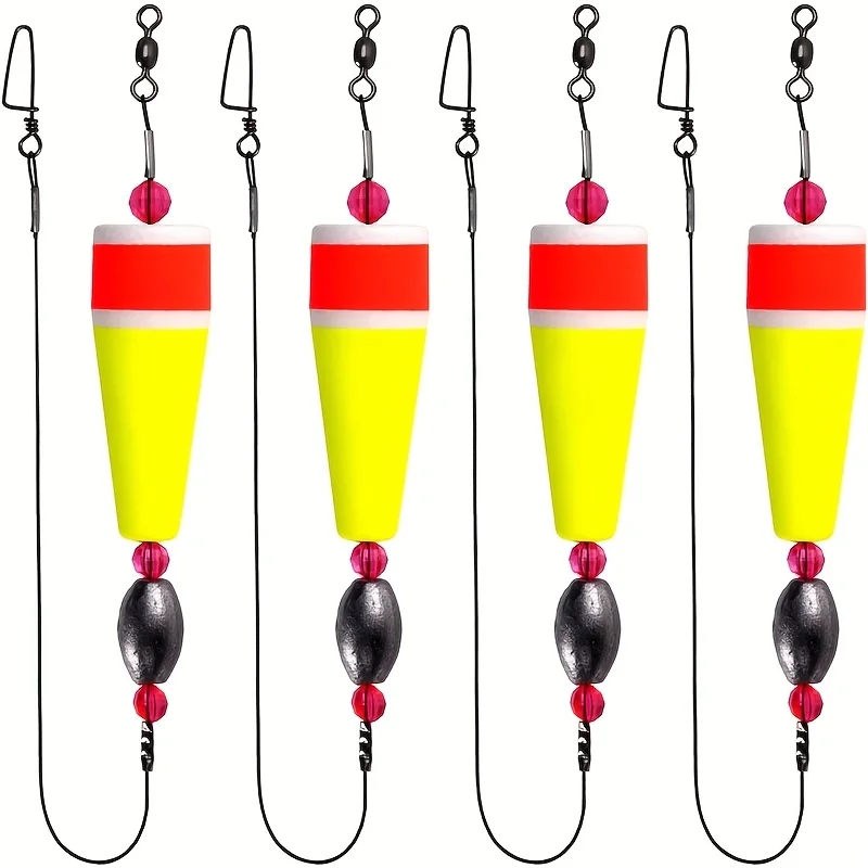 4 flotteurs à cliquetis pour pêche mer et eau douce - Popping corks colorés 2 à 5 pouces