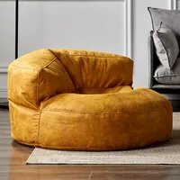 OTAUTAU Single Sofa Cover Faux Suede Leather Lazy Bean Bag Sac Pouf Chair No Filler Beanbag Corner Seat Recliner Couch SF004 1