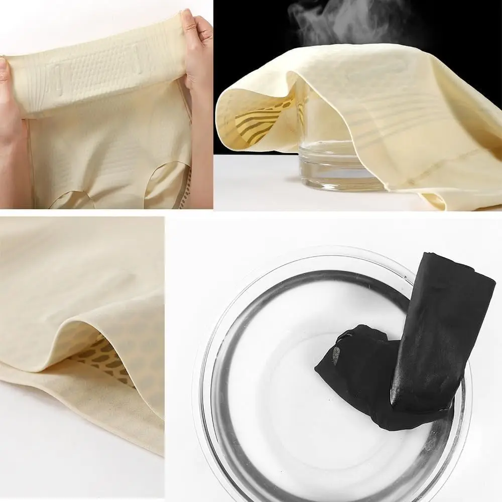 Description Picture 4 of item1Pcs Ice Silk Ion Fiber Repair Shaping Device Women High Waist Shaping Shorts Tummy Control Butt Shorts Fiber Restoration Shaper