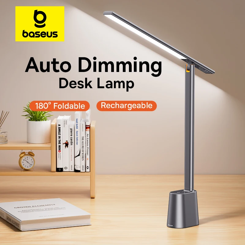 Baseus Schreibtischlampe 180 °   Faltbare LED-Tischlampe, wiederaufladbar, automatische Dimmung, intelligenter Augenschutz, Arbeitszimmer, Lesezimmer, Nachtlichtlampe - AliExpress 39