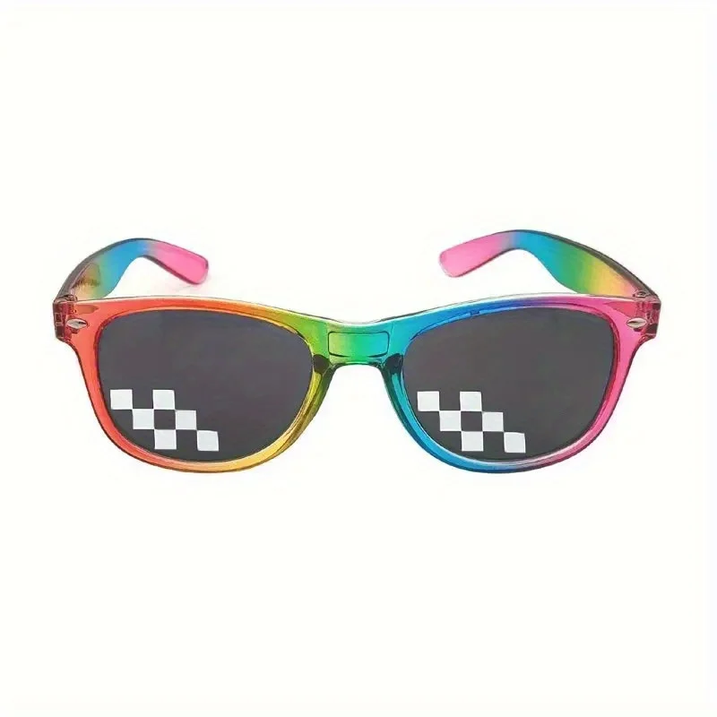 Mosaic Rainbow Fashion Glasses Shade Camera Decorative Glasses for Men And Women Sports Party Vacation Travel Driving Photo Prop