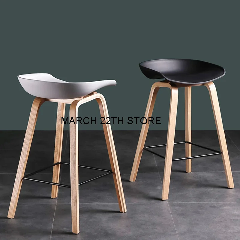 

Wood Nordic Bar Chair Black High Kitchen Island Design Bar Stool Modern Minimalist Cadeira Ergonomica Restaurant Furniture Home