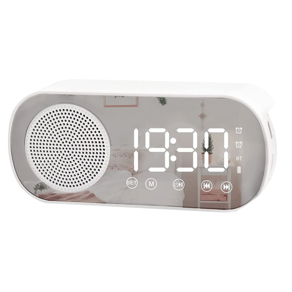 

LED Digital Alarm Clock with FM Radio and Bluetooth Speaker, 3 Levels Brightness Diming Mode,Snooze Clocks for Decor