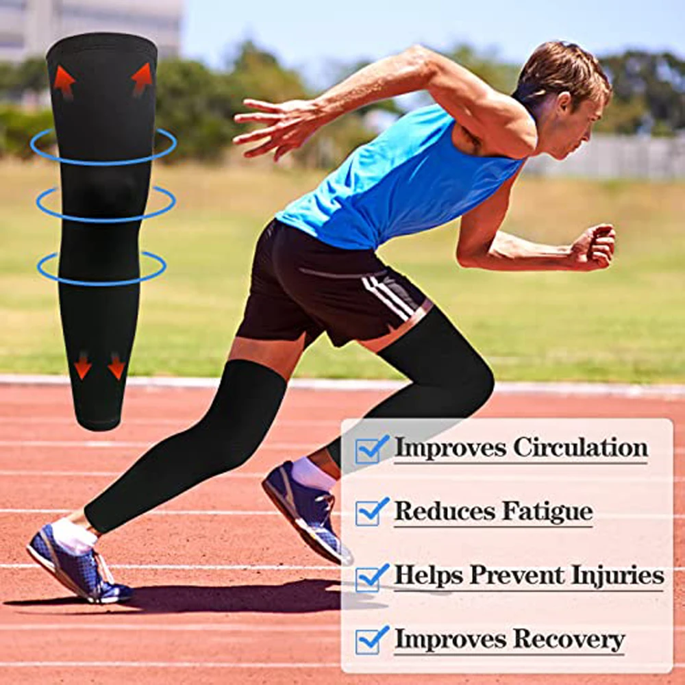 Compression knee brace 1Pcs Long Leg Sleeve Compression Leg Full Long Knee Sleeve Elastic Sport for Men Women Running Basketball Football