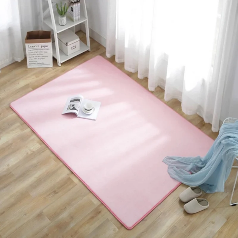 Solid Color Coral Velvet Carpet Modern Living Room Carpet Bedroom Bedside Children Rug Tatami Crawling Mat Home Decoration Rug
