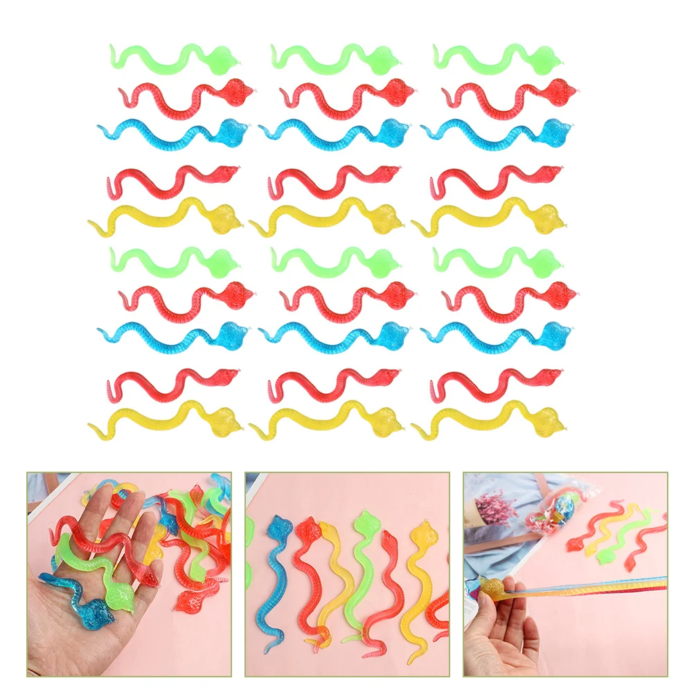 

30pcs Simulation Snake Model Sticky Toys Scary Snake Toys Halloween Prank Props