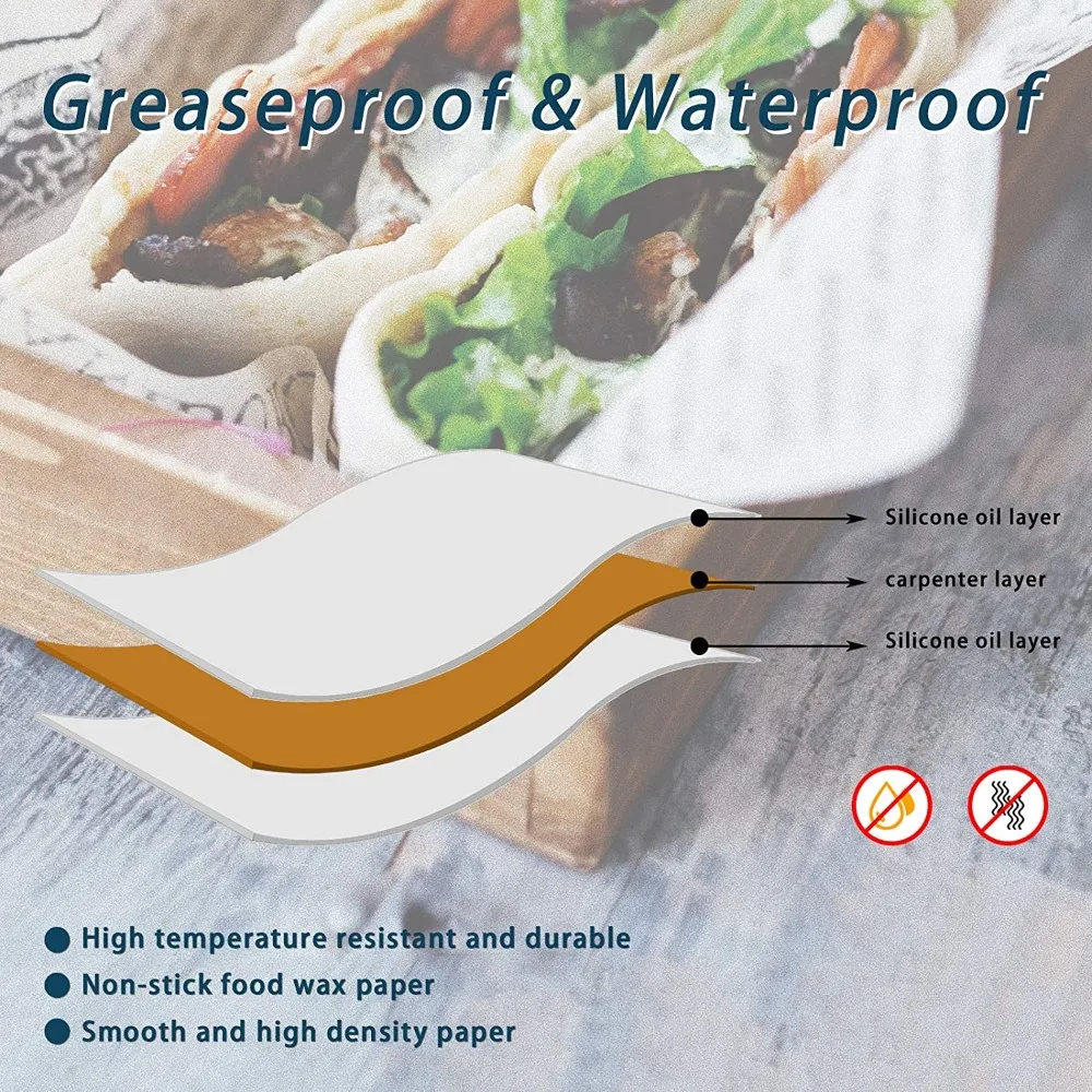 100 pcs Oil-Proof Paper For Wrapping Sandwich Packaging Burger Bread Fried Food Fryer Air Baking Paper Plate Mat Accessories