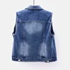 Women's Denim Vest 2024 Spring Summer New Style Washing Ripped Embroidery Sleeveless Jacket Versatile Slimming Effect 2