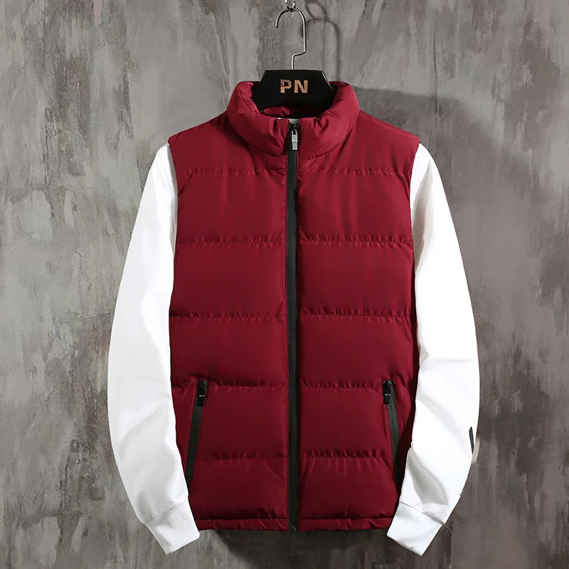 Mens Vest Jacket Warm Sleeveless Jackets Winter Waterproof Zipper Coat Autumn Stand-up Collar Casual Waistcoat Brand Clothing