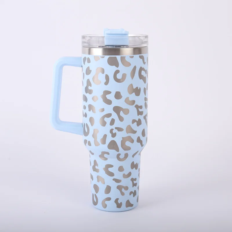 Cow Print Stanley 40oz Tumbler with Handle Stainless Steel Travel Mug  Non-Sublimation